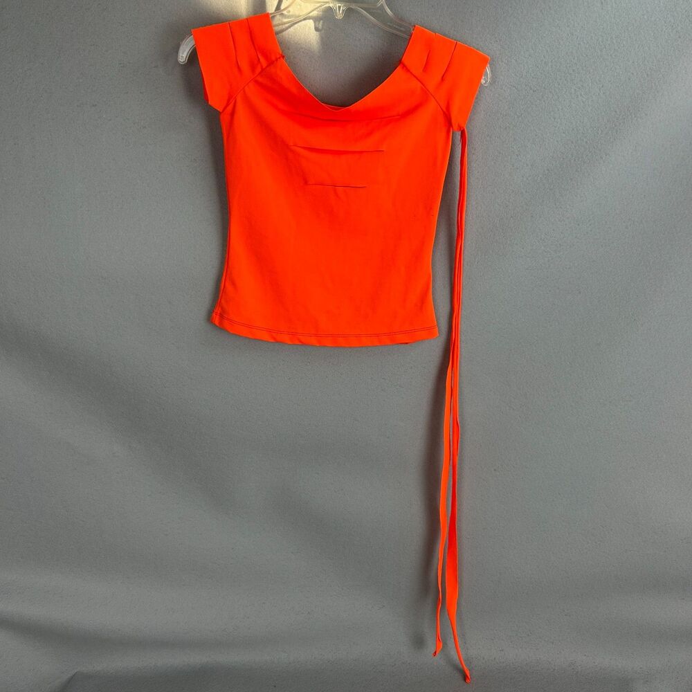 Hip Hop Dance Top Child Medium Neon Orange Tie Strap Performance Stage Crop